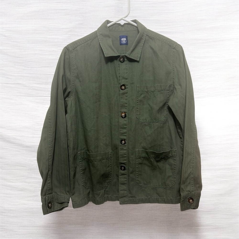 Route 66 Green Women’s collard casual long sleeve shirt Size M